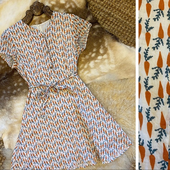 Vintage Dresses & Skirts - VINTAGE Cotton Linen Carrot Garden Lover’s Dress